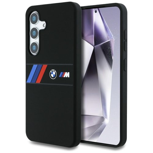 BMW Silicone Middle Tricolor Stripes MagSafe Samsung Galaxy S25 tok, fekete