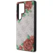 Guess Leather 4G Flowers Print Metal Classic Logo MagSafe Samsung Galaxy S25 Ultra tok, rózsaszín