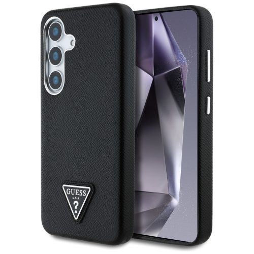 Guess Grained Triangle Logo MagSafe Samsung Galaxy S25 tok, fekete