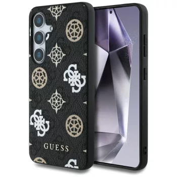   Guess 4G Printed Colored Peony Pattern MagSafe Samsung Galaxy S25 tok, fekete