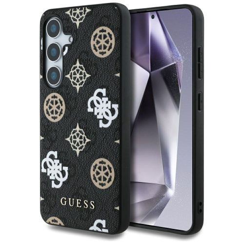 Guess 4G Printed Colored Peony Pattern MagSafe Samsung Galaxy S25 tok, fekete