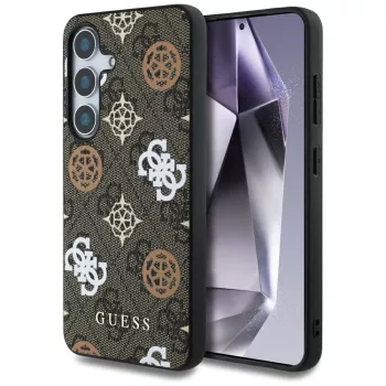   Guess 4G Printed Colored Peony Pattern MagSafe Samsung Galaxy S25 tok, barna