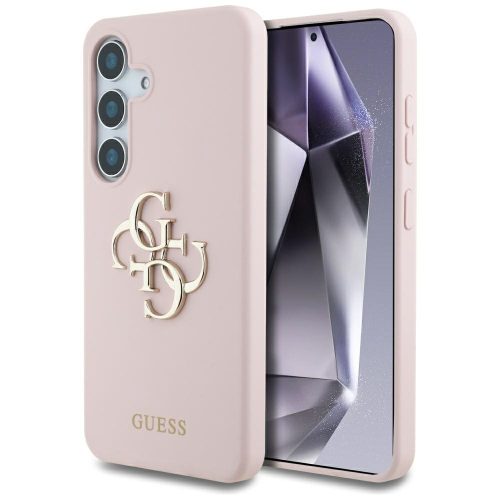 Guess Silicone Big 4G Logo Bottom Script Samsung Galaxy S25 tok, rózsaszín