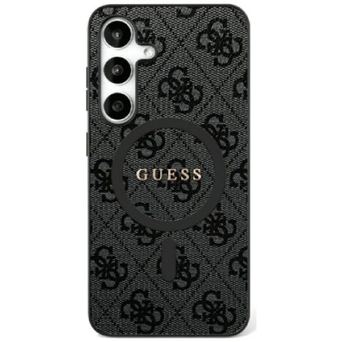 Guess Leather 4G Colored Ring Classic Logo MagSafe Samsung Galaxy S25 tok, fekete