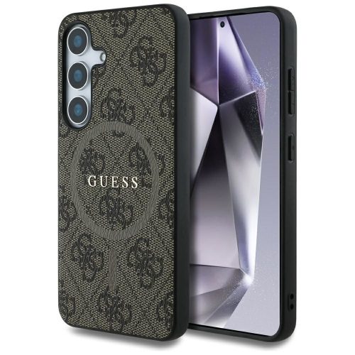 Guess Leather 4G Colored Ring Classic Logo MagSafe Samsung Galaxy S25 Plus tok, barna