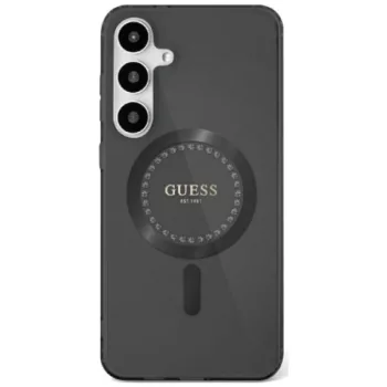   Guess Rhinestones Printed Classic Logo MagSafe Samsung Galaxy S25 tok, fekete
