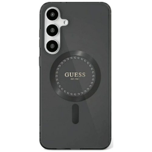 Guess Rhinestones Printed Classic Logo MagSafe Samsung Galaxy S25 tok, fekete
