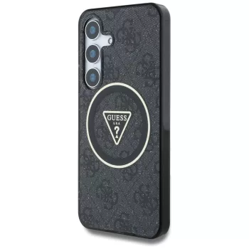   Guess Samsung Galaxy S25 GUHMS25SHG4PRTGK (Magnetic IML Metal Glitter 4G Circle Triangle) tok, fekete