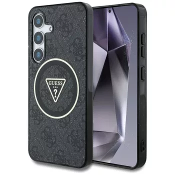   Guess Samsung Galaxy S25 Plus GUHMS25MHG4PRTGK (Magnetic IML Metal Glitter 4G Circle Triangle) tok, fekete