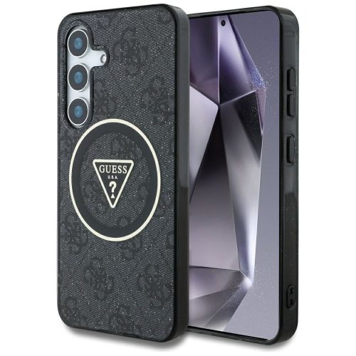 Guess Samsung Galaxy S25 Plus GUHMS25MHG4PRTGK (Magnetic IML Metal Glitter 4G Circle Triangle) tok, fekete