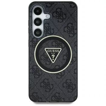   Guess Samsung Galaxy S25 Ultra GUHMS25LHG4PRTGK (Magnetic IML Metal Glitter 4G Circle Triangle) tok, fekete