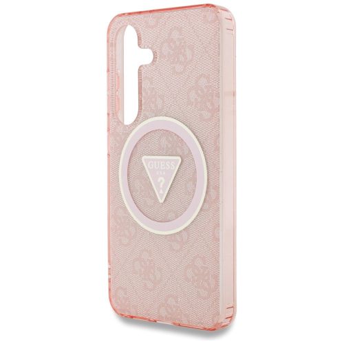 Guess Samsung Galaxy S25 GUHMS25SHG4PRTGP (Magnetic IML Metal Glitter 4G Circle Triangle) tok, rózsaszín