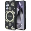 Guess 4G Background Gold Electroplated Peony Pattern MagSafe Samsung Galaxy S25 tok, fekete