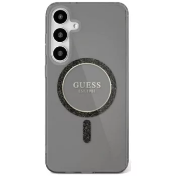   Guess Glitter Circle Classic Logo MagSafe Samsung Galaxy S25 tok, fekete
