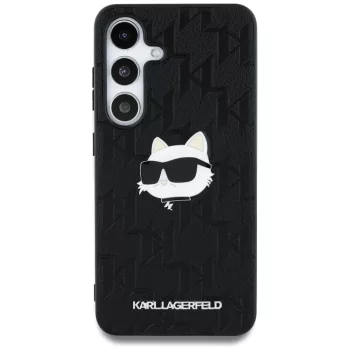   KARL LAGERFELD Samsung Galaxy S25 KLHCS25SPGKLCHPK (PU Monogram Choupette Head Pin) tok, fekete