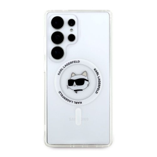 Karl Lagerfeld Button Choupette Head Printed Logo MagSafe Samsung Galaxy S25 Ultra tok, fehér