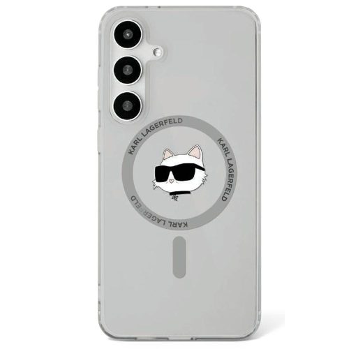Karl Lagerfeld Button Choupette Head Printed Logo MagSafe Samsung Galaxy S25 tok, fekete