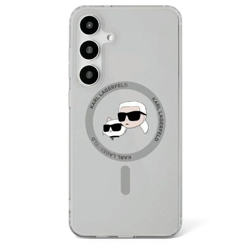 Karl Lagerfeld Button Karl & Choupette Heads Printed Logo MagSafe Samsung Galaxy S25 tok, fekete