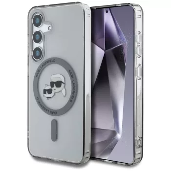   Karl Lagerfeld Button Karl & Choupette Heads Printed Logo MagSafe Samsung Galaxy S25 Plus tok, fekete