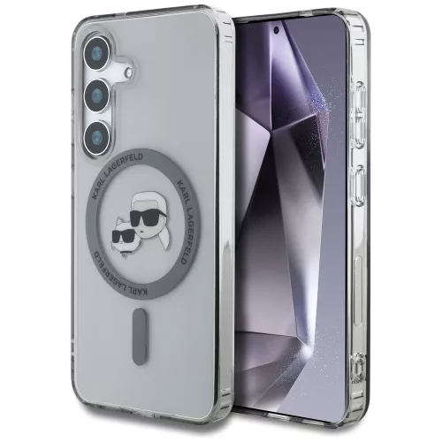 Karl Lagerfeld Button Karl & Choupette Heads Printed Logo MagSafe Samsung Galaxy S25 Plus tok, fekete