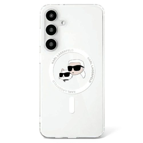 Karl Lagerfeld Button Karl & Choupette Heads Printed Logo MagSafe Samsung Galaxy S25 tok, fehér