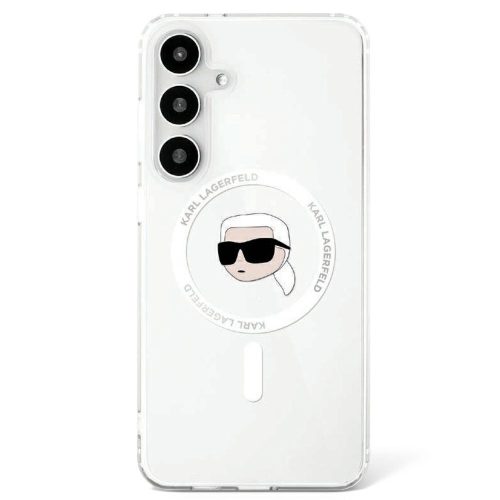 Karl Lagerfeld Button Karl Head Printed Logo MagSafe Samsung Galaxy S25 tok, fehér