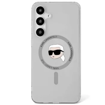   Karl Lagerfeld Button Karl Head Printed Logo MagSafe Samsung Galaxy S25 tok, fekete