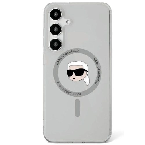 Karl Lagerfeld Button Karl Head Printed Logo MagSafe Samsung Galaxy S25 tok, fekete