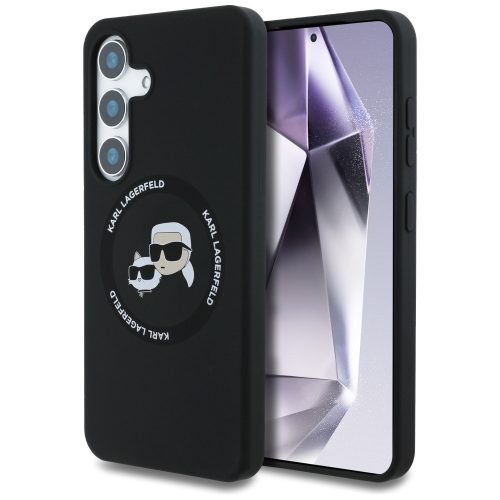 Karl Lagerfeld Silicone Double Heads And Circle MagSafe Samsung Galaxy S25 Plus tok, fekete