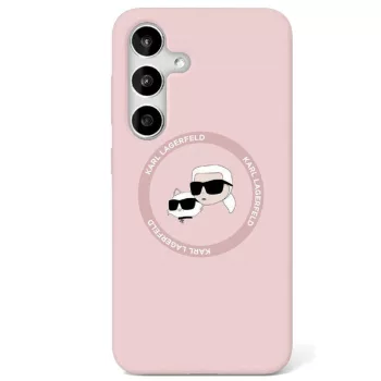   Karl Lagerfeld Silicone Double Heads And Circle MagSafe Samsung Galaxy S25 tok, rózsaszín