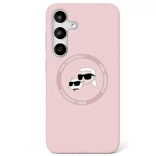 Karl Lagerfeld Silicone Double Heads And Circle MagSafe Samsung Galaxy S25 tok, rózsaszín