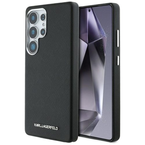 Karl Lagerfeld Saffiano Full Wrapped Elongated Metal Logo MagSafe Samsung Galaxy S25 Ultra tok, fekete