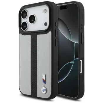   BMW M Perforated Stripe Logo MagSafe Case iPhone 17 Pro tok, szürke