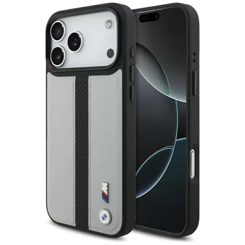 BMW M Perforated Stripe Logo MagSafe Case iPhone 17 Pro Max tok, szürke