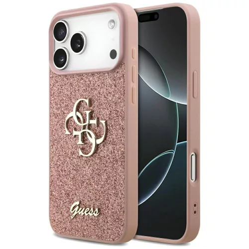 Guess Fixed Glitter Big 4G Case iPhone 17 Pro Max tok, rózsaszín