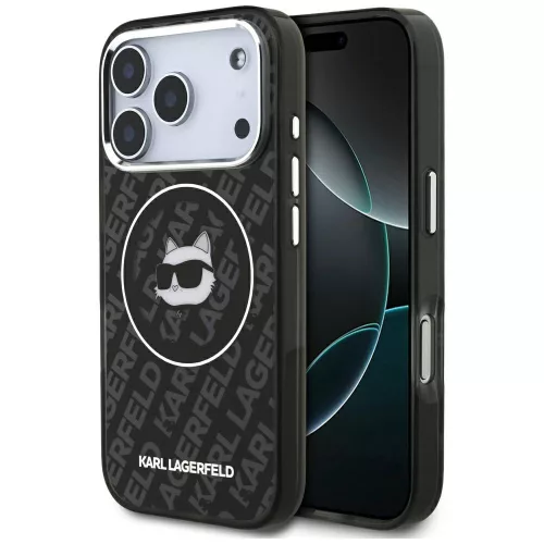 Karl Lagerfeld IML Choupette Head Logo MagSafe iPhone 17 Pro tok, fekete