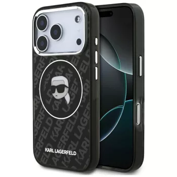   Karl Lagerfeld IML Karl Head Logo MagSafe iPhone 17 Pro tok, fekete