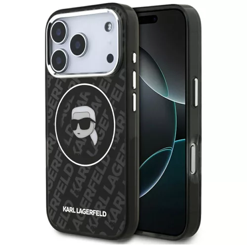 Karl Lagerfeld IML Karl Head Logo MagSafe iPhone 17 Pro tok, fekete