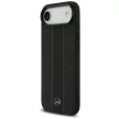 Mercedes Leather Laurel Leaves Stripes MagSafe iPhone 17 Air tok, fekete