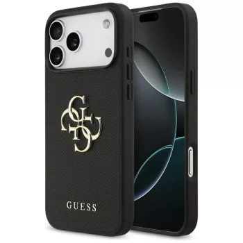   Guess Grained Big 4G & Classic Logo iPhone 17 Pro Max tok, fekete