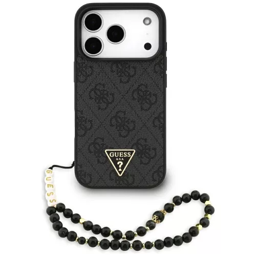 GUESS case IPHONE 17 Pro MagSafe GUHMP17LP4TSDPPSK (4G PU W/ Strap Triangle Logo) tok, fekete