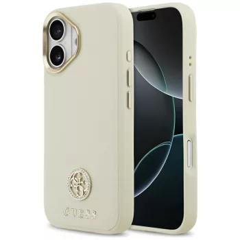 Guess Grained Strass Logo MagSafe iPhone 17 tok, bézs