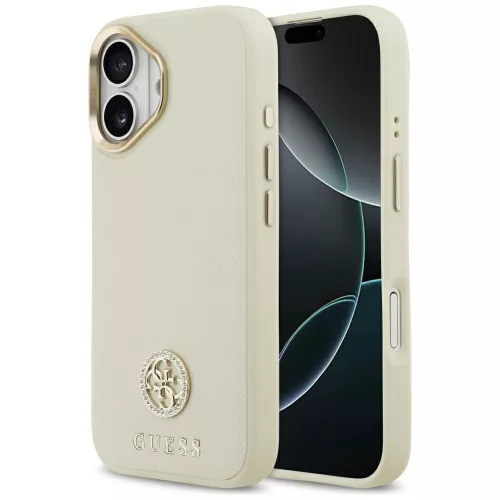 Guess Grained Strass Logo MagSafe iPhone 17 tok, bézs