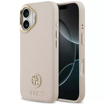Guess Grained Strass Logo MagSafe iPhone 17 tok, rózsaszín