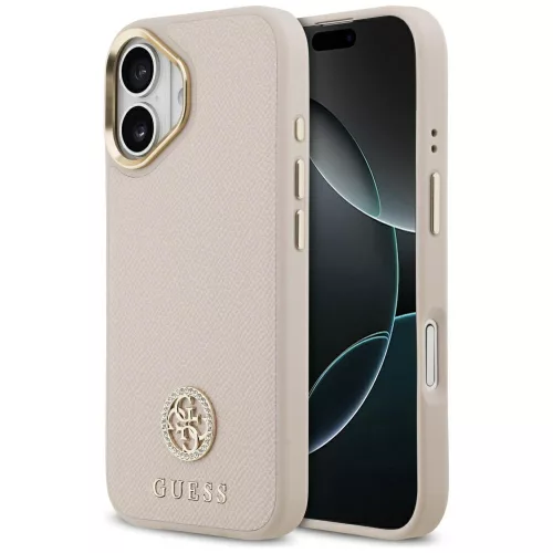 Guess Grained Strass Logo MagSafe iPhone 17 tok, rózsaszín