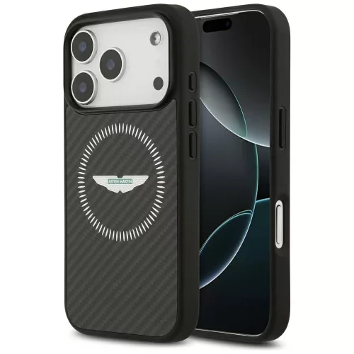 Aston Martin HC Kevlar Counter Design MagSafe iPhone 17 Pro tok, fekete