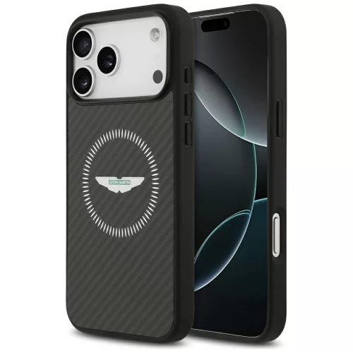 Aston Martin HC Kevlar Counter Design MagSafe iPhone 17 Pro Max tok, fekete