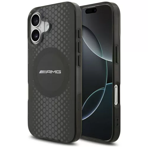 AMG Double Layer tok, átlátszó Graphics MagSafe iPhone 17 tok, fekete