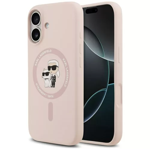 Karl Lagerfeld Silicone Karl&Choupette Ring MagSafe iPhone 17 tok, rózsaszín