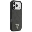 Guess Leather 4G Triangle Strass MagSafe case iPhone 17 Pro tok, fekete